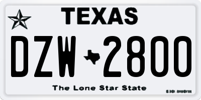 TX license plate DZW2800