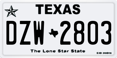TX license plate DZW2803