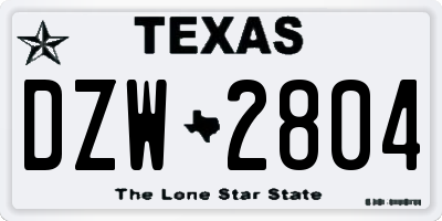 TX license plate DZW2804