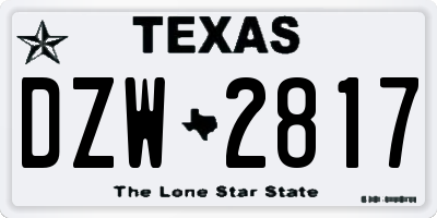 TX license plate DZW2817