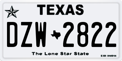 TX license plate DZW2822
