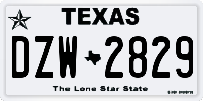 TX license plate DZW2829