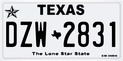 TX license plate DZW2831