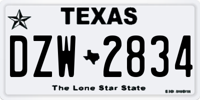 TX license plate DZW2834