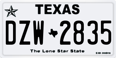 TX license plate DZW2835