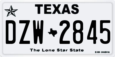 TX license plate DZW2845