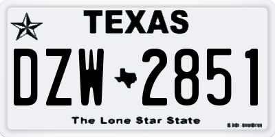 TX license plate DZW2851