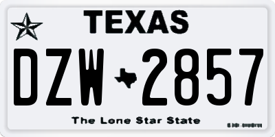 TX license plate DZW2857
