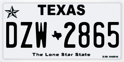 TX license plate DZW2865