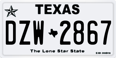 TX license plate DZW2867