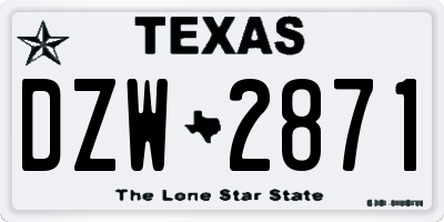 TX license plate DZW2871