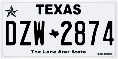 TX license plate DZW2874