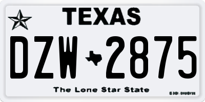 TX license plate DZW2875