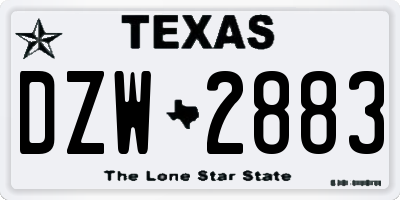TX license plate DZW2883