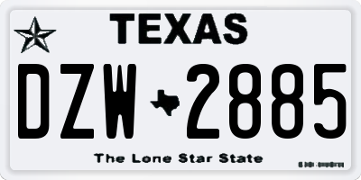 TX license plate DZW2885
