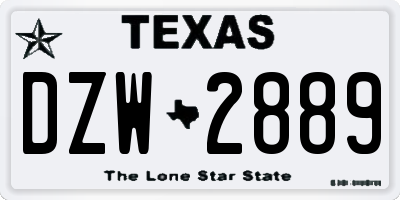 TX license plate DZW2889