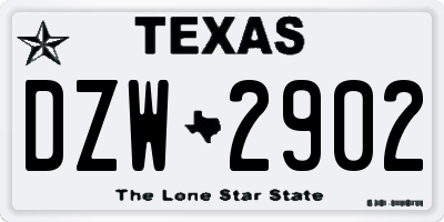 TX license plate DZW2902