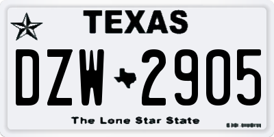 TX license plate DZW2905