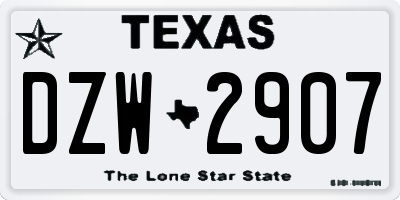 TX license plate DZW2907