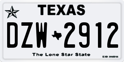 TX license plate DZW2912