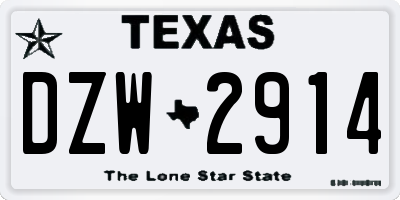 TX license plate DZW2914