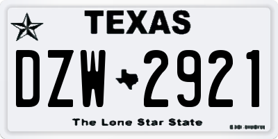 TX license plate DZW2921