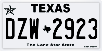 TX license plate DZW2923