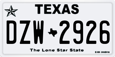 TX license plate DZW2926