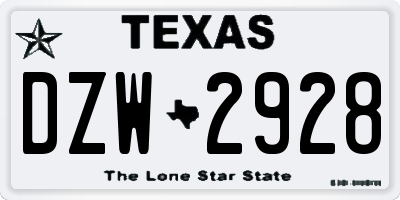 TX license plate DZW2928