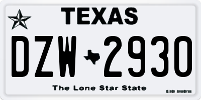 TX license plate DZW2930