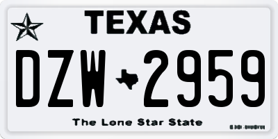 TX license plate DZW2959