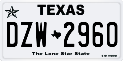 TX license plate DZW2960