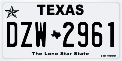 TX license plate DZW2961