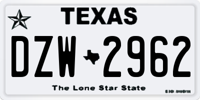 TX license plate DZW2962