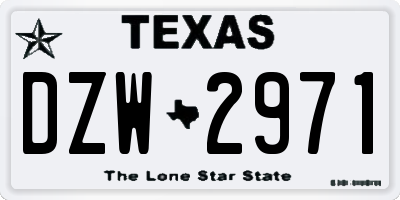 TX license plate DZW2971