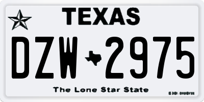 TX license plate DZW2975