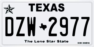 TX license plate DZW2977