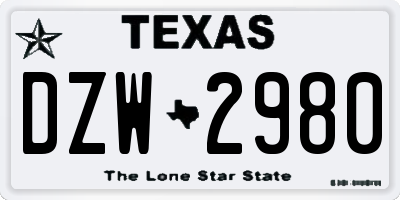 TX license plate DZW2980