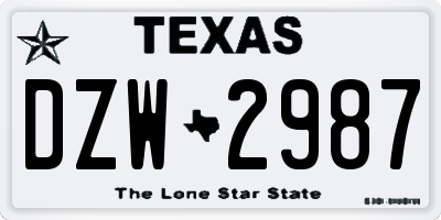 TX license plate DZW2987