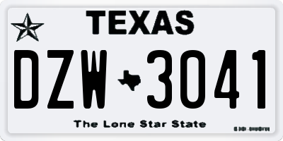 TX license plate DZW3041