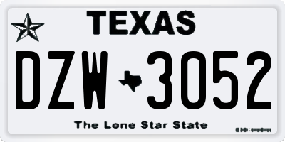 TX license plate DZW3052