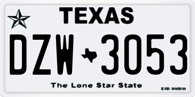 TX license plate DZW3053
