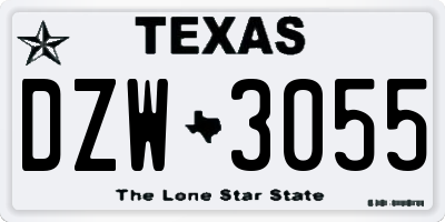 TX license plate DZW3055