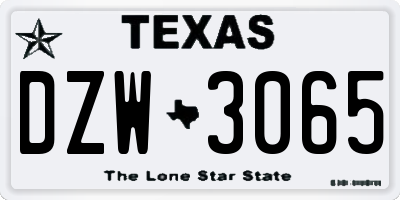 TX license plate DZW3065