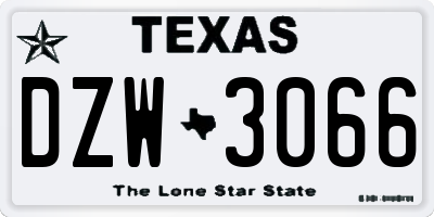 TX license plate DZW3066