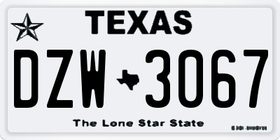 TX license plate DZW3067