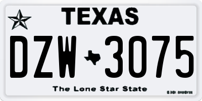 TX license plate DZW3075