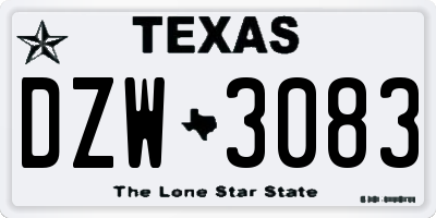 TX license plate DZW3083