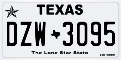 TX license plate DZW3095