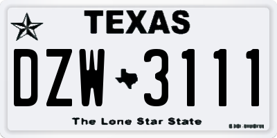 TX license plate DZW3111